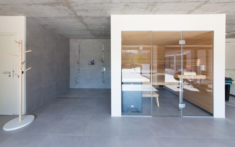 Designová prosklená sauna Klafs Premium s hvězdným nebem