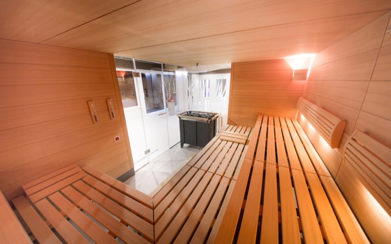 Velká profesionální sauna v komerčním provozu hotelu Tree of Life