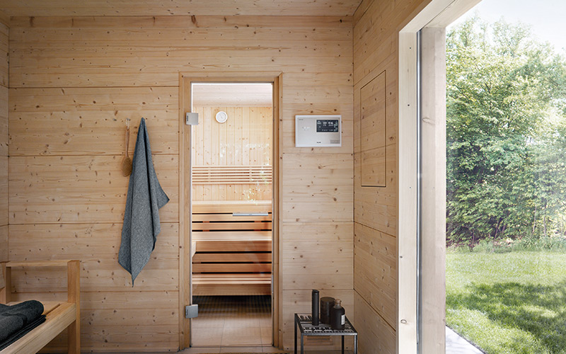 Venkovní finská sauna Klafs Talo s místem pro převlečení